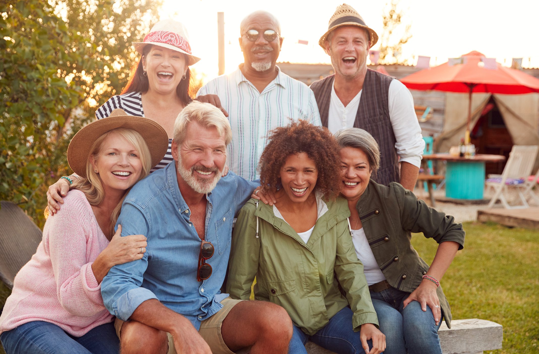 Group of active seniors on a day trip.